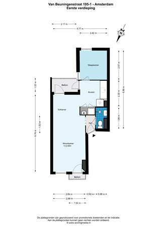 Floor plan - Van Beuningenstraat 195-1, 1051 XP Amsterdam 